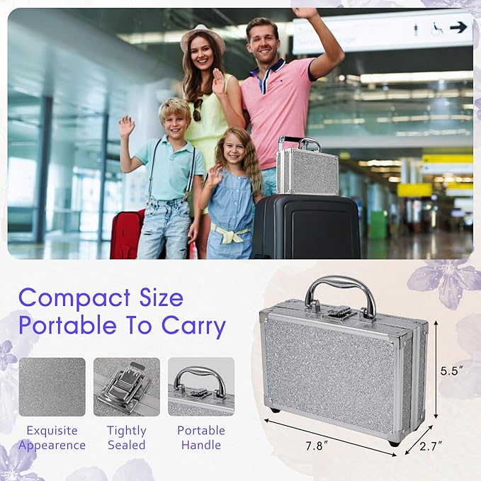 Makeup Kit for Teenager & Women Full Kit, All in One Makeup Set With The Small Cosmetic Train Case, Professional Makeup Kit, Makeup Gift Set for Women Girls (silver)