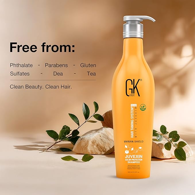 GK HAIR Shield Shampoo 22 Fl Oz – Color Safe, UV Protection, Aloe Vera & Argan Oil, Sulfate and Paraben Free, Repairs Damage, Boosts Shine, Hydrating, Vegan Hair Care