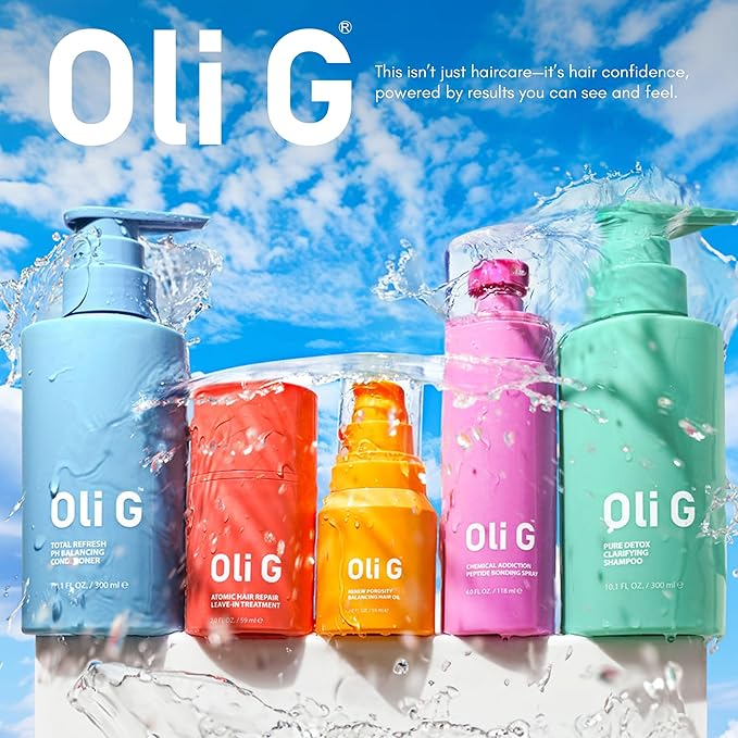 Oli G Total Refresh pH Balancing Shampoo – Lightweight Daily Cleanser for All Hair Types – With Marula Oil, Shea Butter & Quinoa Protein – Hydrating, Anti-Frizz Formula – 33.8 fl oz