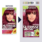Garnier Hair Color Nutrisse Ultra Color Nourishing Creme, RP1 Dark Intense Pink Red (Cherry Flamingo) Permanent Hair Dye, 2 Count (Packaging May Vary)