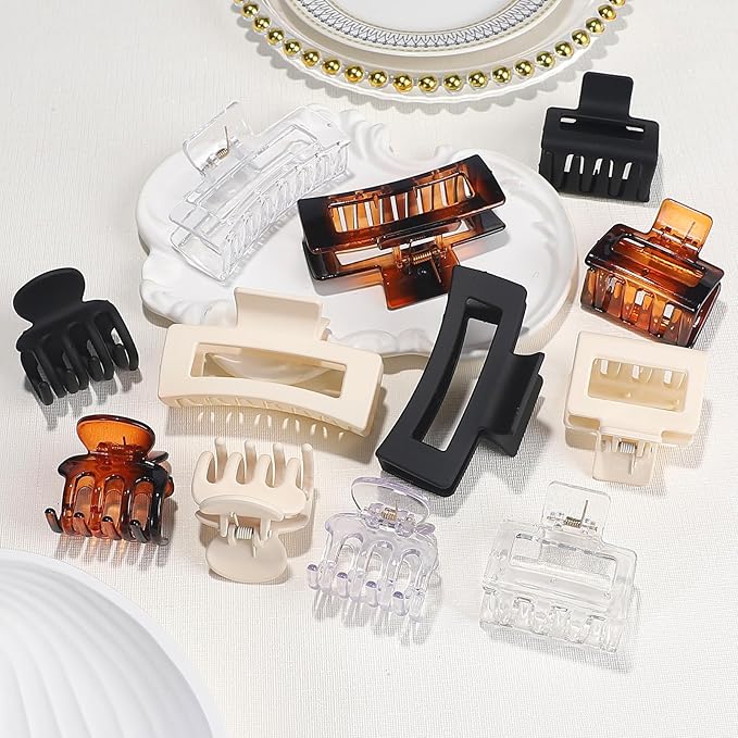 3 Styles Hair Clips for Women Small Medium Big Claw Clips for Thin Thick Hair 12 Pcs Hair Claw Clips Hair Clips Combination Hair Accessories for Women (Transparent)