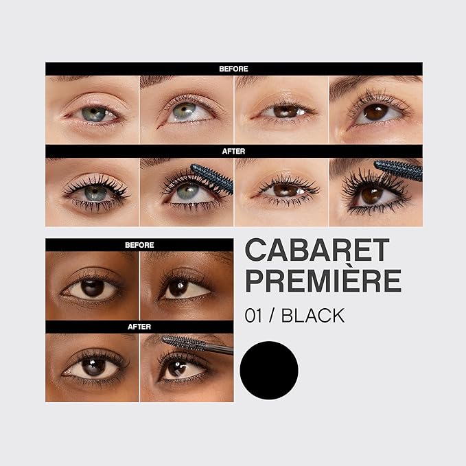 Vivienne Sabó Cabaret Premiere Black Mascara, Volume and Length, Defining, Curling, No Flaking, No Clumping, Smudge Proof, Washable, Cruelty-Free, Made in Europe, (01 Black), 0.3 Fl Oz, 1 Pack