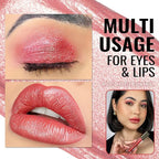 Oulac Red Metallic Lipstick for Women, Orange Red Lip Gloss, Lip & Eye 2 IN 1, Long Lasting Waterproof Lipstick, Oil-Based Formula, High Impact Lip Color, Transfer Proof, Vegan MD05