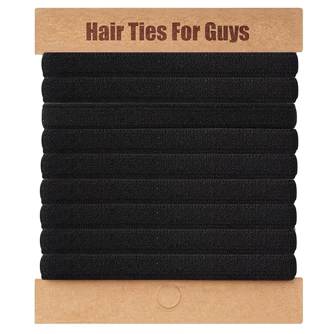 EasYoung Braided Mens Hair Ties For Men, For Buns Curly Thick Dense Hair Elastic Hair Ties For Guys, No damage No Crease Breakage, 9 Count (Pack of 1)