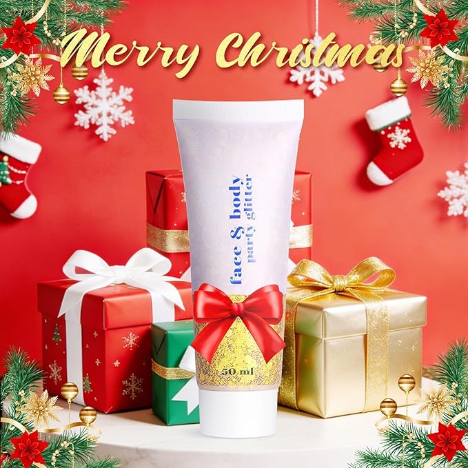 Christmas Body Glitter - Stocking Stuffers, Sequin Face Hair Makeup for Party Rave Festival, Christmas Gifts for Adults (Gold Body Glitter)