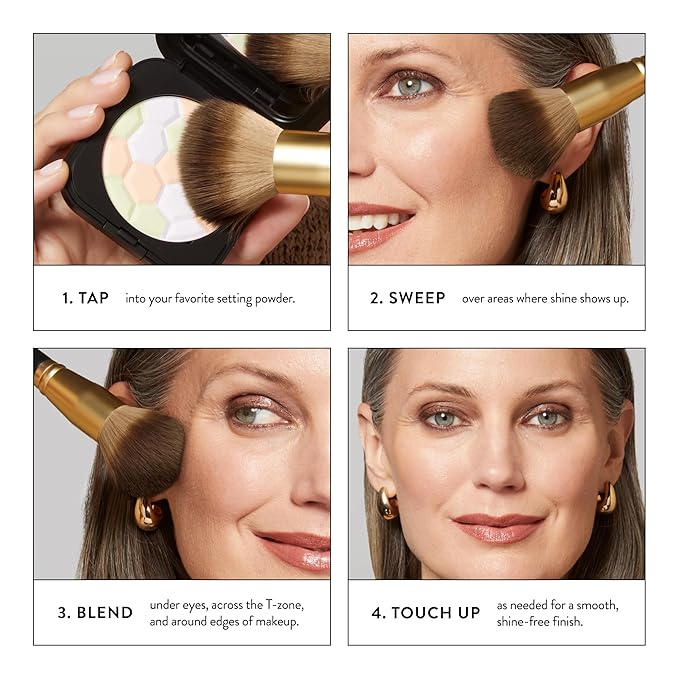 LAURA GELLER NEW YORK Setting Powder Brush - Makeup Brush for Setting - Set Face Makeup without Caking - Smooth Finish
