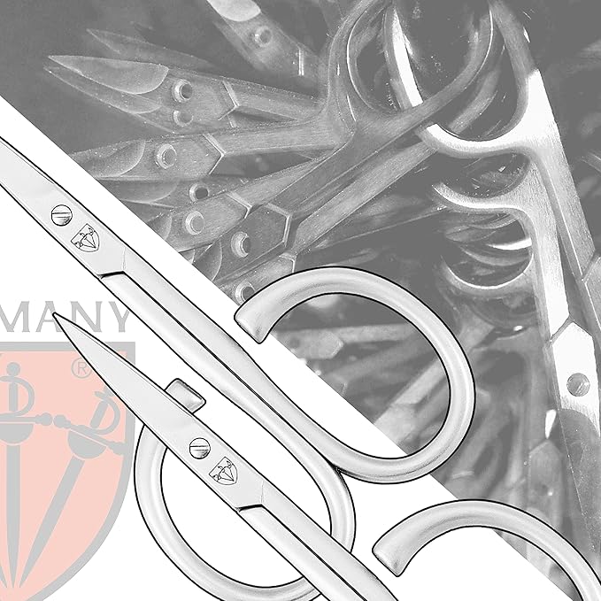 3 Swords Germany - brand quality STAINLESS STEEL INOX CURVED CUTICLE SCISSORS - STRONG SCISSORS FOR STRONG PEOPLE with case by 3 Swords Germany