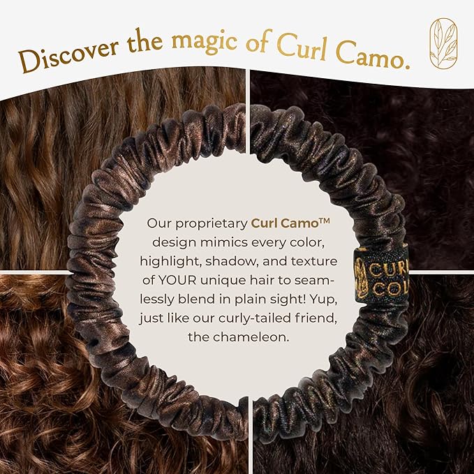 Mulberry Silk Skinny Hair Match Scrunchies for Women, Anti-Breakage Hair Ties for Curly, Thick & Thin Hair, 100% Silk, Satin Hair Scrunchies for Buns & Ponytails, Brown/Medium/Deep Brunette, 4-Pack