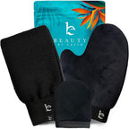 Self Tanning Mitt Applicator Set – 3-in-1 Velvet Mitts, Exfoliating Glove & Face Body Tanner Mitts for Streak-Free Tan, Reusable Self Tanner Mitt Kit for Lotion, Mousse & Spray