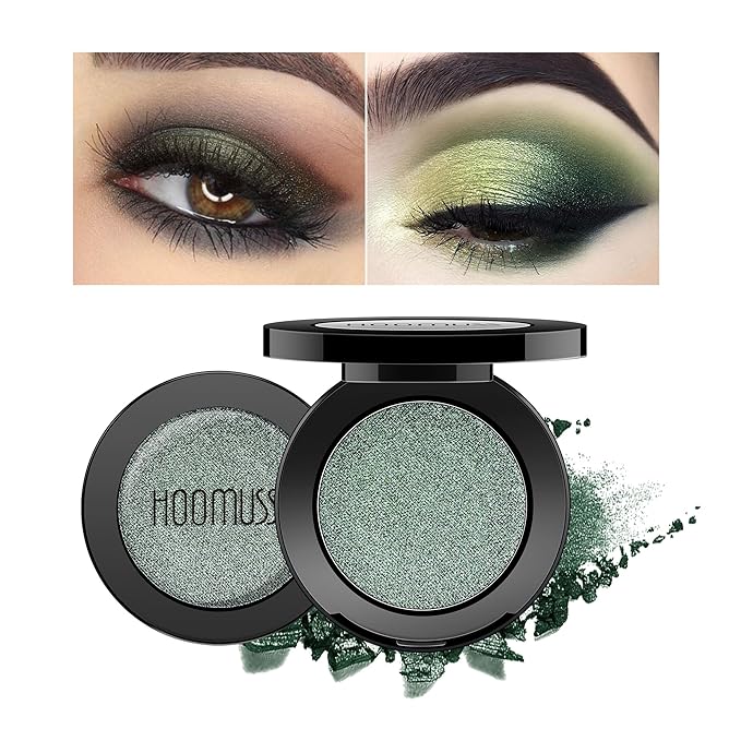 Emerald Green Eyeshadow Shimmer Handmade Eye Sahdow Pressed Powder Palette, High Pigmented & Long Lasting, Intense Color Green Matte Eyeshadow (Emerald)