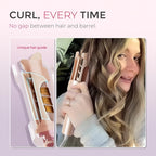 TYMO Automatic Rotating Curling Iron - TYMO CURLPRO Beach Waves Curling Wand, Portable Hair Curler, 500 Million Ionic, Dual Voltage & Lightweight for Travel, Ceramic Coating, 1 Inch, Peach