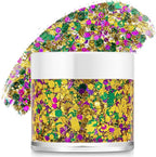 Mardi Gras Gold Hair Face Glitter,Mardi Gras Outfit for Women,Green Purple Gold Mixed Holographic Body Glitter,Festival Chunky Sequins Carnival Costume New Orleans Decorations