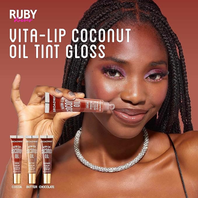 Ruby Kisses Broadway Vita-Lip Tinted & Clear Lip Gloss Set (6 Pack) Ultra-Hydrating & Soothing Formula with Vitamins, High-Shine Non-Sticky Finish Lip Balm, 3 Pcs Watermelon + 3 Pcs Grape Seed