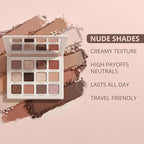Lamora Nude Eyeshadow Palette - 12 Soft Pink Rose Shadows, Multi-Use Eye Makeup Palette with Matte & Shimmer Finishes, Ultra-Blendable Everyday Neutrals, Long-lasting Wear, Travel Makeup with Mirror