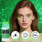 MEICOLY Light Green Body Glitter Stick,Green Accessories for Spirit Week,Alien Face Glitter,Hair Glitter for Women,Irish St Patricks Day Accessories,Festival Mermaid Chunky Makeup for Mardi Gras