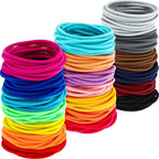 TecUnite 200 Pieces No Metal Hair Elastics Bulk Rubber Bands Hair Ties Ponytail Holders for Women(Multicolor)