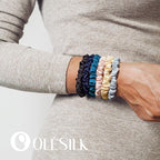 OLESILK Silk Hair Ties for Women: 100% Mulberry Skinny Silk Scrunchies, Soft Smooth No Damage No Crease for Thin Fine Curly Hair 5 Pack, Dark