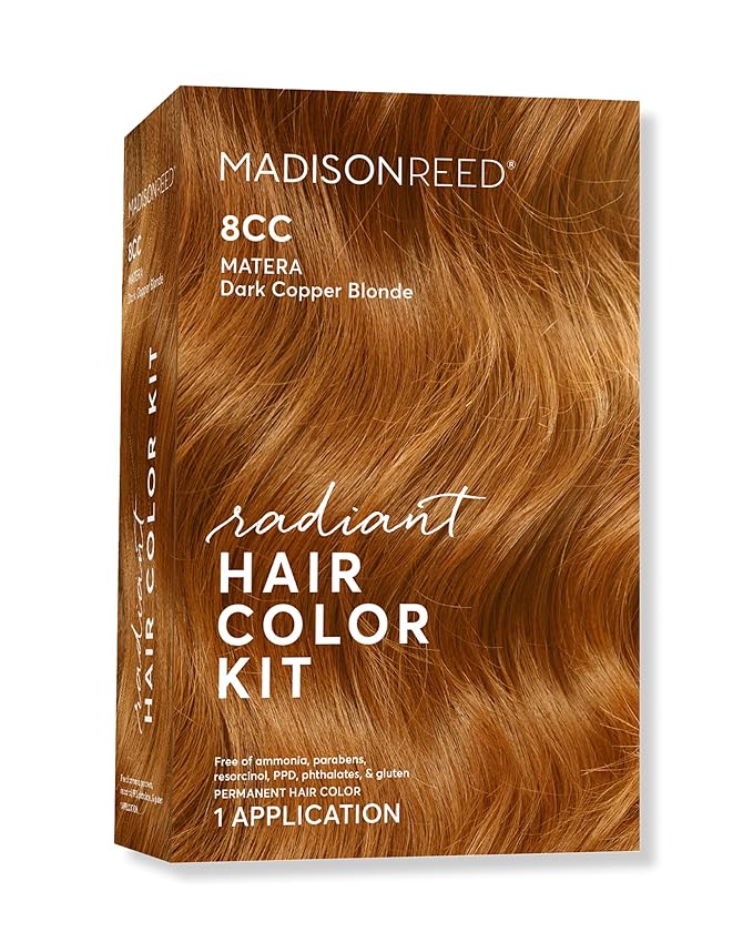 Madison Reed Radiant Hair Color Kit | 8CC Dark Vivid Copper Blonde (Matera Marigold) Vivid Color-Enhancing Formula | Salon-Quality Permanent Hair Dye | PPD-Free & Ammonia-Free | 1 Pack