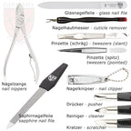 3 Swords Germany – brand quality 12 piece manicure pedicure grooming kit set for professional finger & toe nail care with ostrich synthetic leather case - Made in Germany