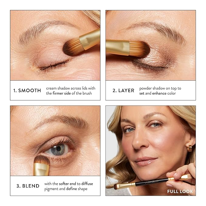 LAURA GELLER NEW YORK Dual-Ended Eyeshadow Brush - Domed Shader & Blending Brush for Baked and Pressed Eyeshadow Application - All Over Eye Makeup Brush