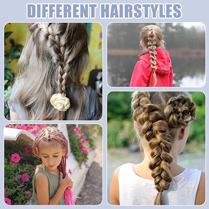 Rubber Bands and Hair Styling Tools Set: 1500 Pcs Elastic Hair Ties with Organizer Box, Baby/Toddler Hair Accessories Gift for Women and Kids