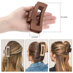 4 Inch Big Hair Claw Clips 6 Pcs Large Claw for Thick Hair Square Hair Clips for Women Rectangle Hair Clips Nonslip Acrylic Banana Jaw Clips Hair Accessories for Girls (Coffee Brown)