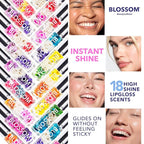 Blossom Roll on Lip Gloss, Scented Clear High Shine Moisturizing Lip Oil, Non Sticky, Infused with Real Flowers, Made in USA, 0.2oz, Watermelon