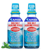 2 Pack H2Ocean Healing Rinse Mouthwash- Great Tasting Sea Salt & Xylitol Mouth Wash for Fresh Breath & Dry Mouth & Tonsil Stones - Alcohol & Fluoride Free - Arctic Ocean Mint, 16oz