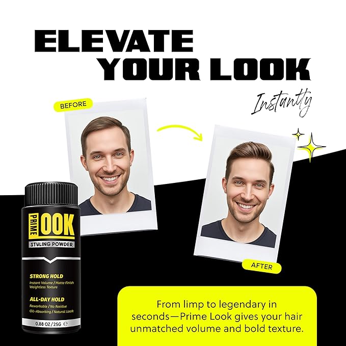 PrimeLook Hair Styling Powder, Natural Look for Men & Women, Volume & Matte Finish, Based Texture Styling Powder, 25g