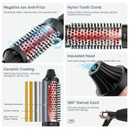 Infrared Bounce Brush, Heated Thermal Round Brush with Negative Ion Technology, 8 Heat Settings for Blowout Look with Hair Care Oil, Straightening & Curling, 1.5" Barrel for All Hair Types, Black