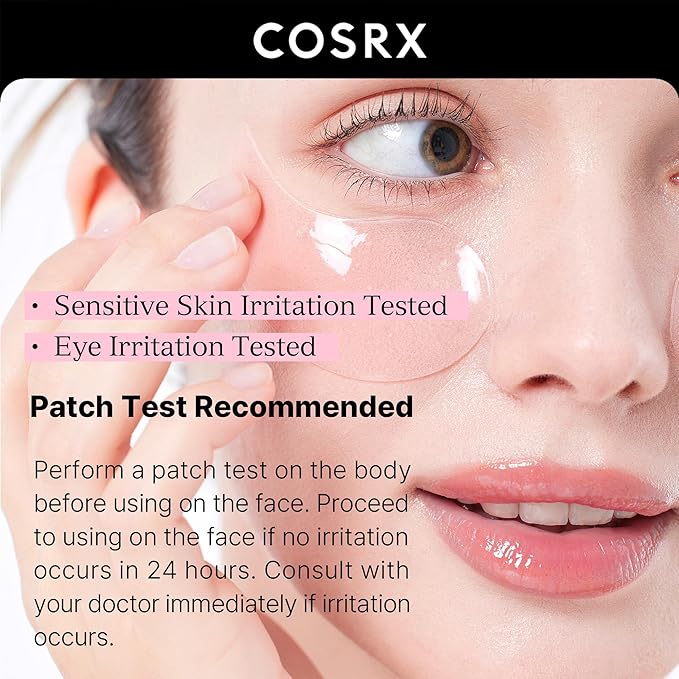 COSRX Pink Peptides Collagen Hydrogel Eye Patch for Puffy Eyes and Dark Circles, Under Eye Mask, 60 Under Eye Patches, Korean Skin Care - Stocking stuffers for women