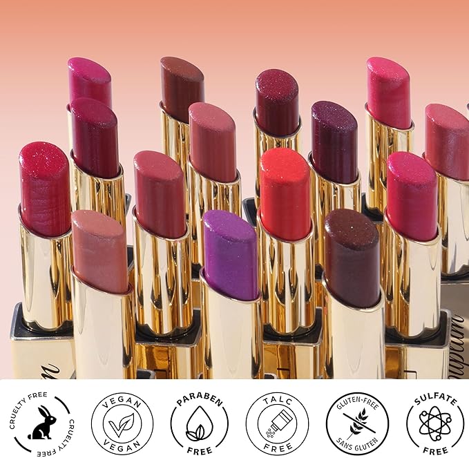 Pink Red Brown Lipstick Set for Women Shimmer Tinted Lip Balm Hydrating Moisturizing Lipstick Cruelty Free Lip Makeup, DM107/108/117
