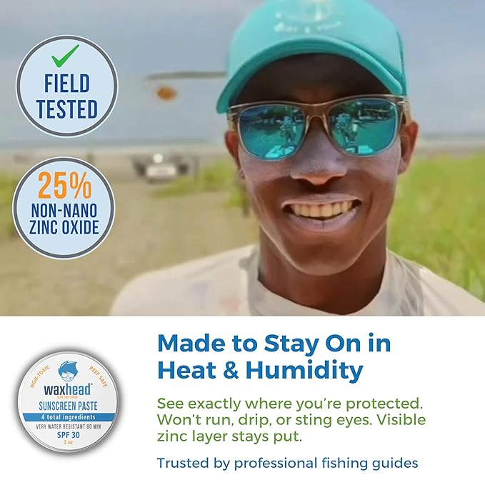 Waxhead Zinc Oxide SPF 30 Face & Nose - Mineral Sunscreen, Reef Safe Sunscreen Travel Size, Biodegradable Coral Friendly Paste, Kids Adult Sensitive Skin, Water Resistant 80 Min, 2oz