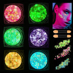 6 Colors Glow in The Dark Makeup UV Black Light Glitter Gel for Body Face Hair Eyeshadow for Raves Festivals Carnival Party