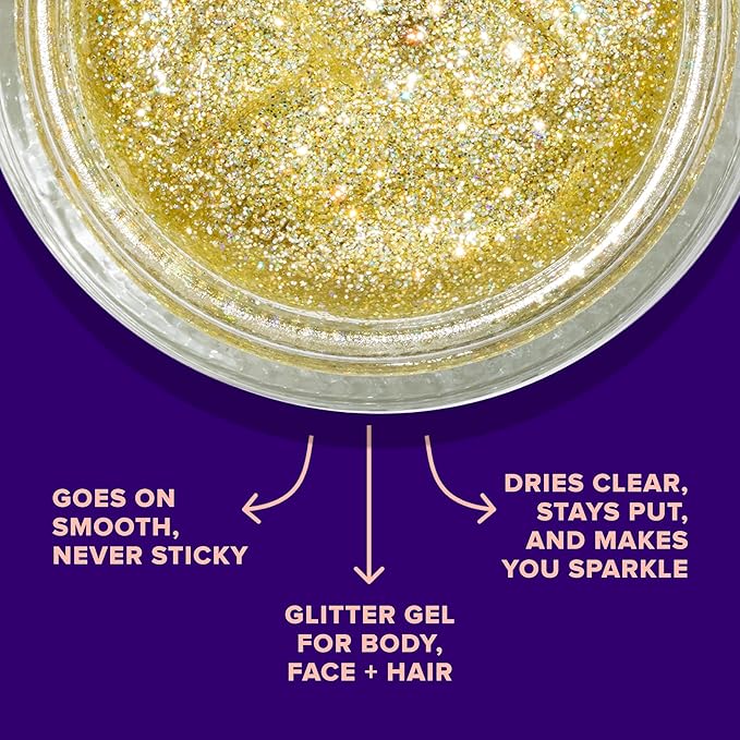 UNICORN SNOT Holographic Face Glitter & Body Glitter Gel | Holiday Glitter Makeup: Stocking Stuffers & Christmas Gift | Hair Glitter, Vegan & Cruelty Free, 1.7 oz Gold Glitter (Bling)