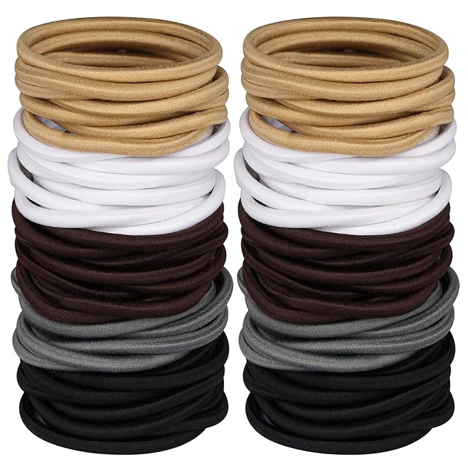 120 Pcs Neutral Colors Elastic Hair Tie, 4MM Ponytail Holders for Medium to Thick Hair No Damage Hair Accessories for Men, Women, Boys, and Girls for Long Braids