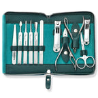 FAMILIFE Nail Kit, Professional Manicure Set Manicure Kit, 11 in 1 Stainless Steel Nail Clippers Set Pedicure Tools, Men Grooming Tool with Portable Blue Leather Travel Case Luxury Gifts for Him