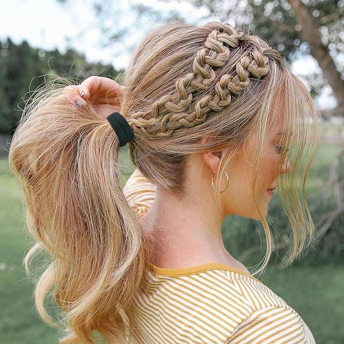 Bessrung 100 PCS Seamless Nylon Hair Ties, No Damage Elastics Hair Ties for Women Girls, Soft Stretchy Ponytail Holders for Thin Thick Hair, Snag-Free Hair Bands Christmas Gift(Gradient Blue)