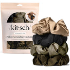 Kitsch Pillow Satin Scrunchies for Women - Hair Ties No Damage, No Crease Hair Accessories | Perfect for Day or Night | Ideal Gifts for Women - 4pcs