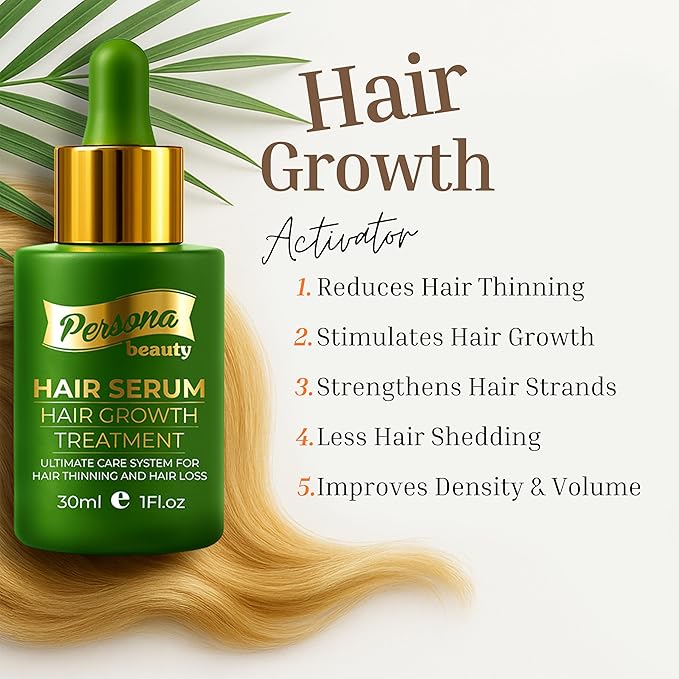Hair Growth Serum – Advanced Biotin with Caffeine, Peptides, Botanical Extract for Thicker, Fuller, Longer Hair, Reduces Hair Thinning, Hair Regrowth Tonic, Hair Loss Treatment for Men & Women, 30ml