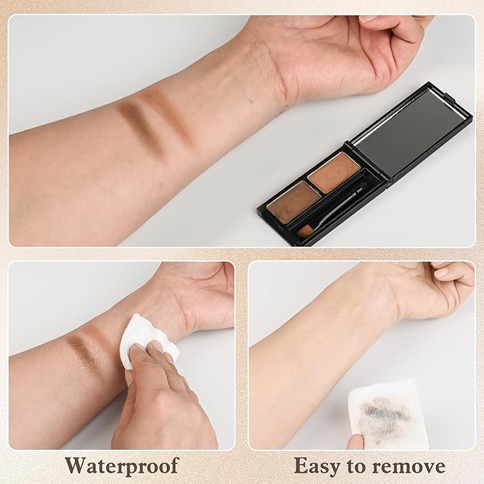 Dark light Brown Eyebrow Powder，Eyebrow Kit Makeup Palette，Two Colors Matte Eye Brow Powder With Mirror&Brow Brush for Women，LongLasting，Waterproof，Fill & Sculpt，Defined Natural Brows 01
