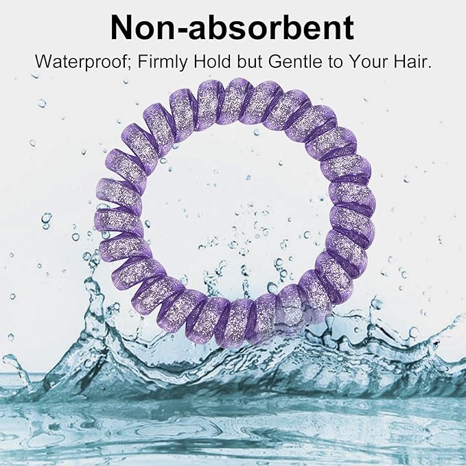 JessLab Spiral Hair Ties for Women, 10-Pack Traceless No-Damage Ponytail Holders, Coils Hair Bands for Girls, Assorted Colors