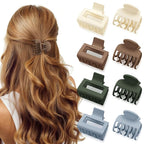 8 PCS Medium Hair Clips for Women Girls - 2 Styles Rectangle and Double Row Teeth Small Claw Clips for Thin/Medium Thick Fine Hair, Matte Non-slip Strong Hold Jaw Clips, Chic Colors