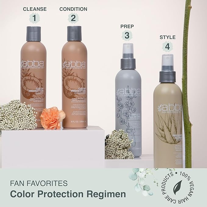 ABBA - Pure Color Protection Shampoo & Conditioner Shine Enhancing & Nourishing Value Duo Set – Coconut Oil & Sage, 32 fl oz Each