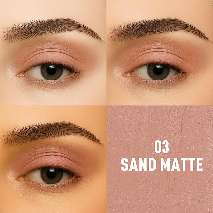 FV Long Lasting Cream Eyeshadow Stick, Waterproof & High Pigmented Eye Shadow Sticks Duo with Blending Sponge, Crease-Proof & Natural Finish Eyeshadow Pencil, Sand Matte