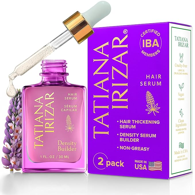 Hair Thickening Serum - 2 Pack Hair Density Serum Builder for Women Made in USA 30ml - Clinically Proven Scalp Treatment Non-Greasy - Biotin, Argan & Pea Peptides - For Thinning, Fine or Damaged Hair