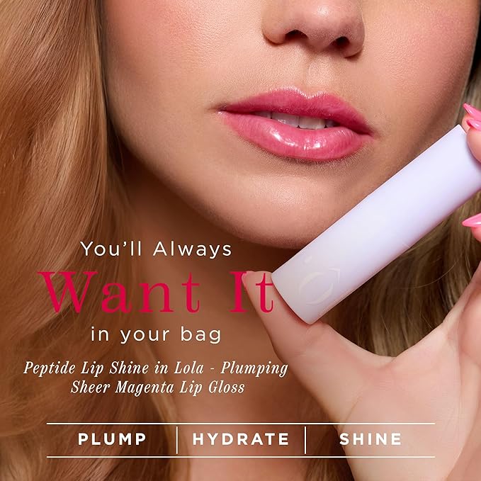 Cote Beauty's Peptide Lip Shine in Lola, Ultra Hydrating & Long-Lasting Coral Plumping Lip Gloss for Women with Hyaluronic Acid, Shea Butter & Jojoba Oil, Vegan & Cruelty-Free, 0.12 Fl Oz