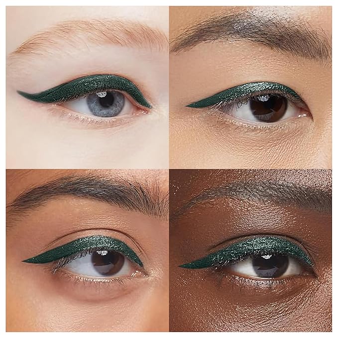 Liquid Eyeliner - Hypoallergenic Eyeliner with Fine Brush Tip, Long-Lasting Waterproof Eye Liner - Cruelty-Free, Vegan, Hypoallergenic, Gluten-Free, Smooth Application Liquid Eye Liner, Green 2mL