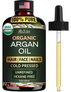 Ella & Eden Organic Moroccan Argan Oil - 100% Pure Cold-Pressed USDA Certified Unrefined – for Hair, Face & Skin – 4 Fl Oz Glass Bottle
