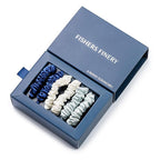 Fishers Finery 25 Momme Pure Mulberry Silk Skinny Scrunchies - Hanukkah Gift (Navy|Light Blue|White- 6 Pk)